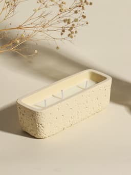Свеча в подсвечнике, 3 фитиля, 5.2×15×4.7 см, белая