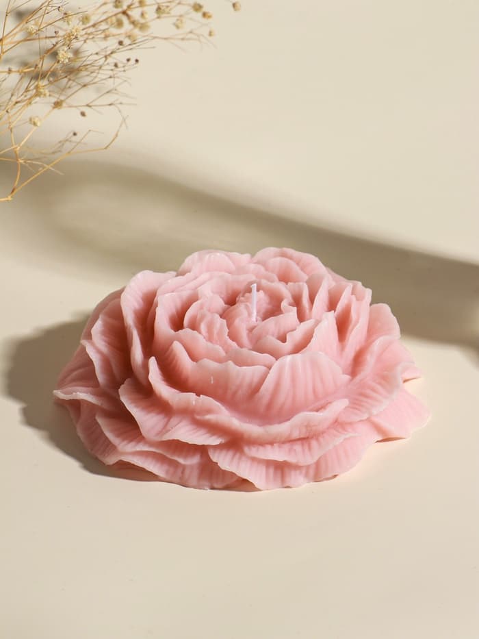 Свеча декоративная «Бутон пиона», пыльная роза, 16×14×4 см