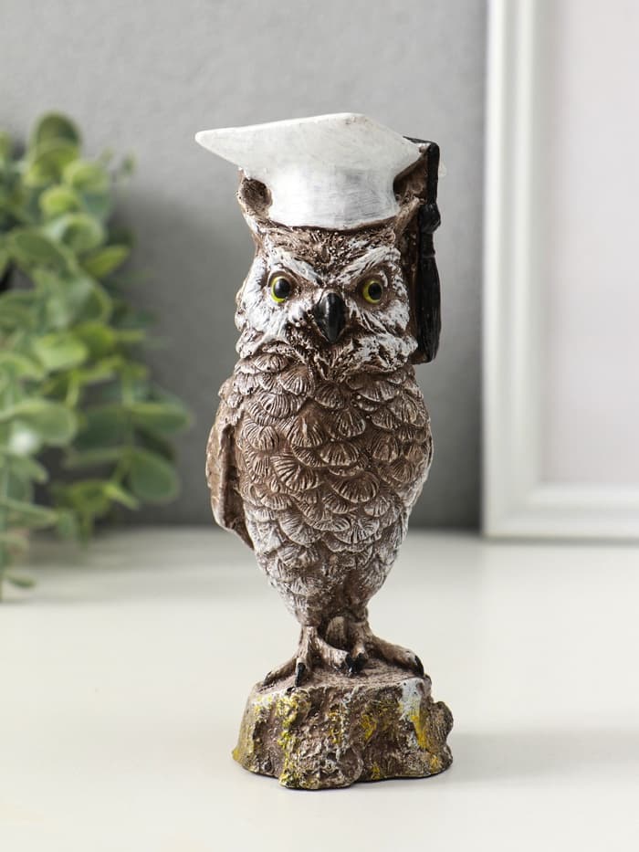 Фигурка «Филин ученый в шляпе магистра», 14 см, коричневый