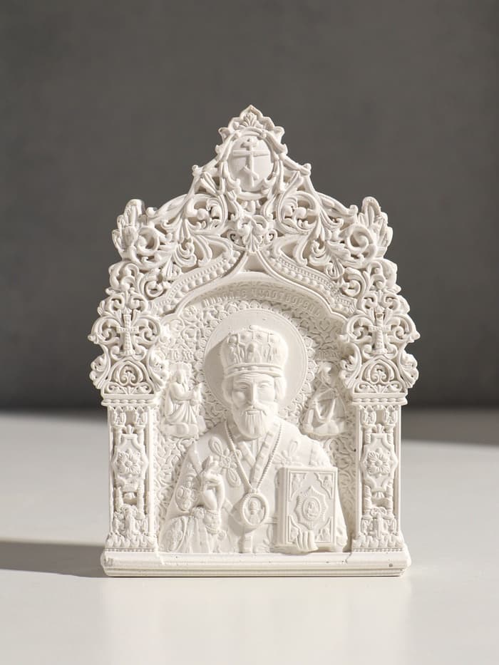 Икона «Николай Чудотворец», с подвесом, 12×8×2 см, гипс