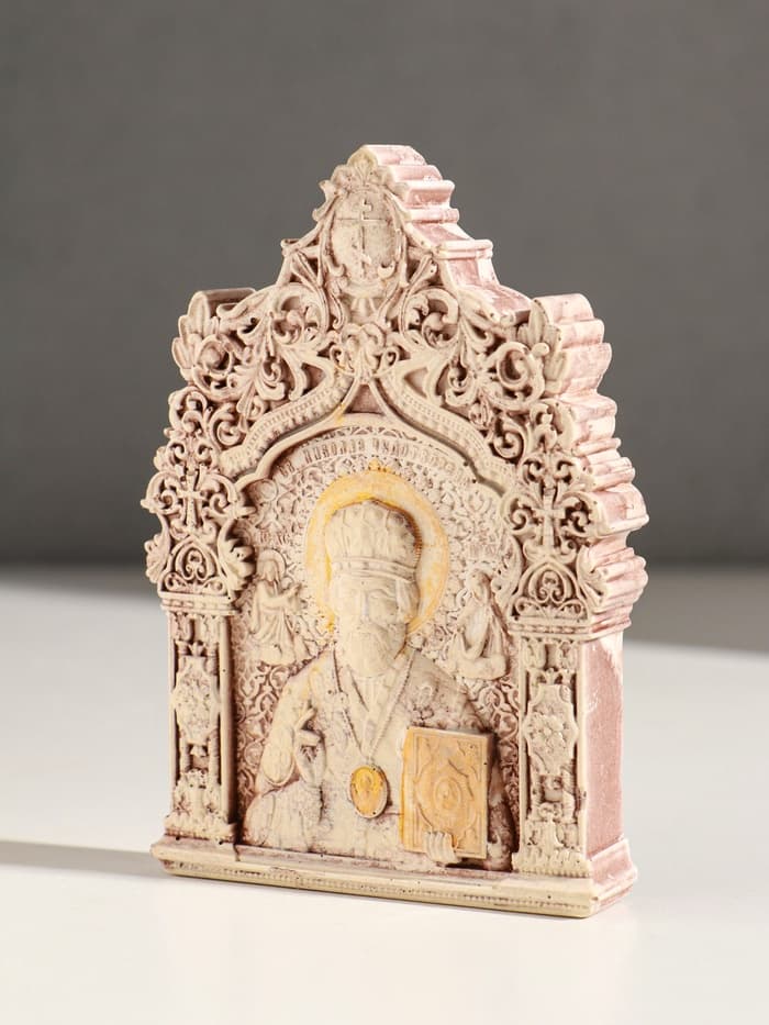 Икона «Николай Чудотворец», с подвесом, 12×8×2 см, гипс, роспись