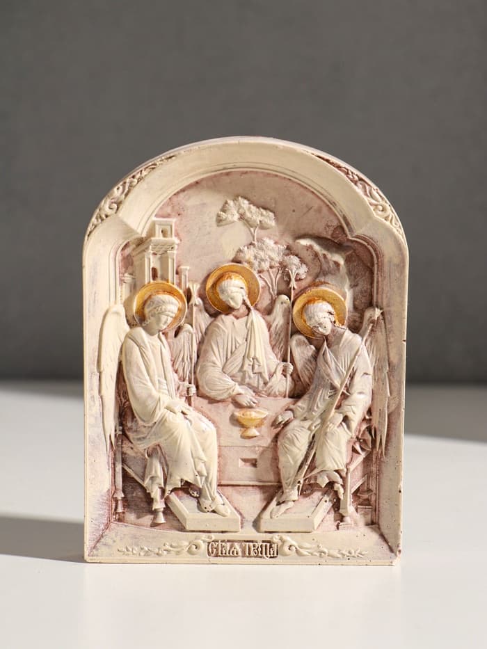 Икона «Святая троица», с подвесом, 12×9×2 см, гипс, роспись