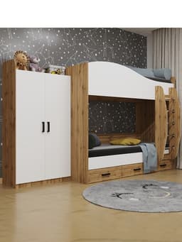 Шкаф распашной двухстворчатый «Клик Мебель. Итан ушастый», 860×450×1700 мм, цвет дуб вотан/белый