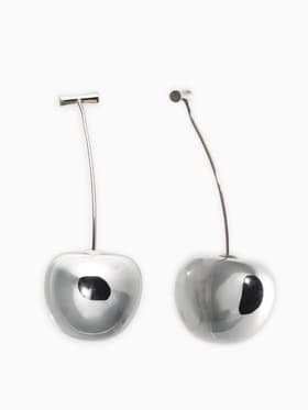 Серьги минимализм «Черешня», цвет серебро