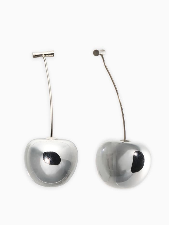 Серьги минимализм «Черешня», цвет серебро