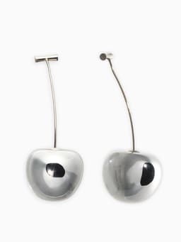 Серьги минимализм «Черешня», цвет серебро