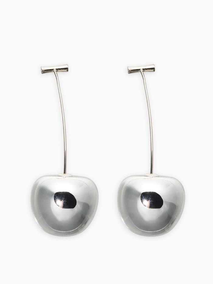 Серьги минимализм «Черешня», цвет серебро