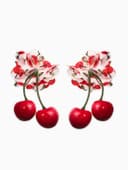 Серьги «Вишня с цветами», цветные в золоте