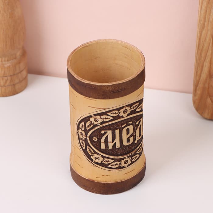 Туес «Мёд», 6×6×15 см, береста