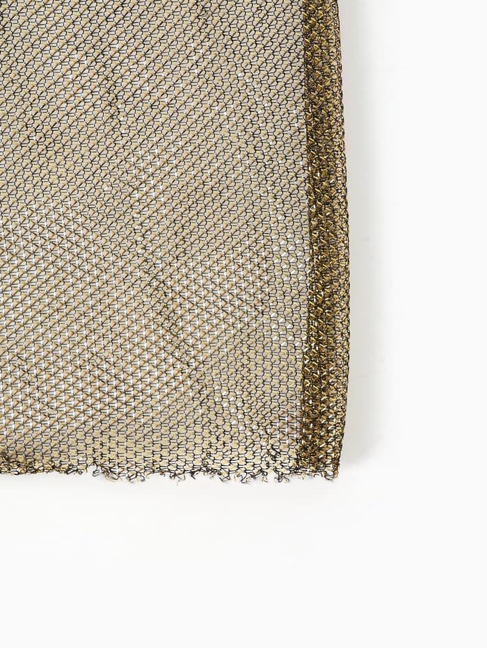 Лоскут ткани трикотажный сетка, чёрно-золотой, 100×150 см