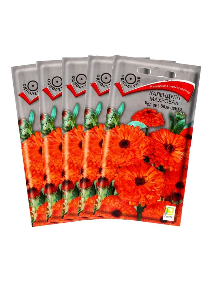 Набор семян Календула махровая «Ред виз блэк центр», 5 шт., «Мой выбор»