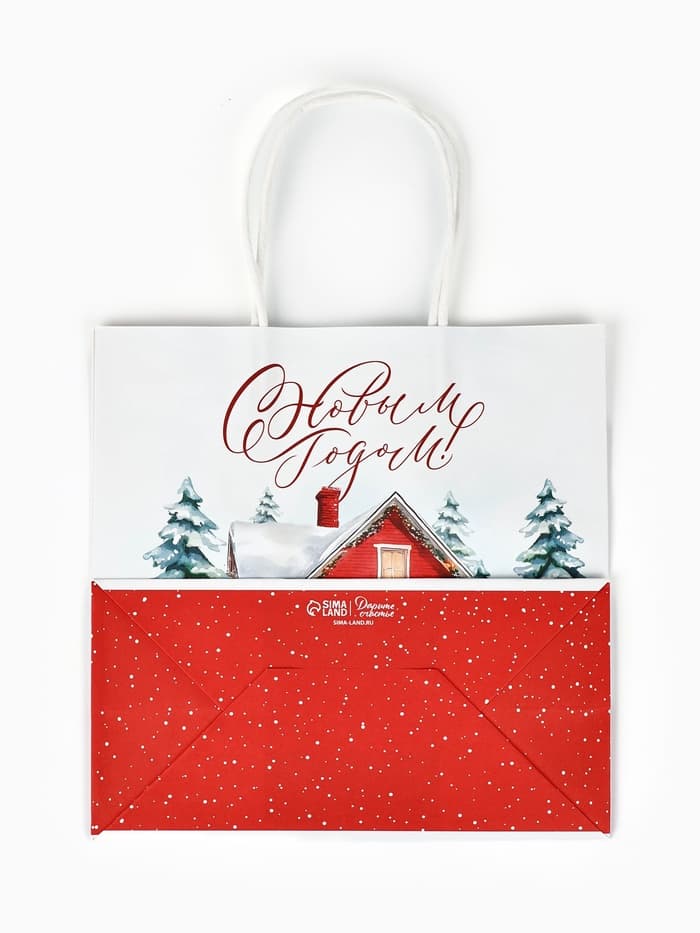 Набор пакетов крафтовых «Новогодний», 10 шт, 22 × 22 × 11 см