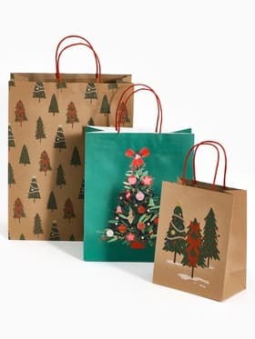 Набор подарочных пакетов «Новогодние ёлочки», 3 шт., 25×4×30.5 см, 30×40×11.5 см, 18×23×10 см