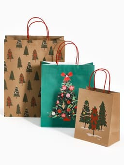Набор подарочных пакетов «Новогодние ёлочки», 3 шт., 25×4×30.5 см, 30×40×11.5 см, 18×23×10 см