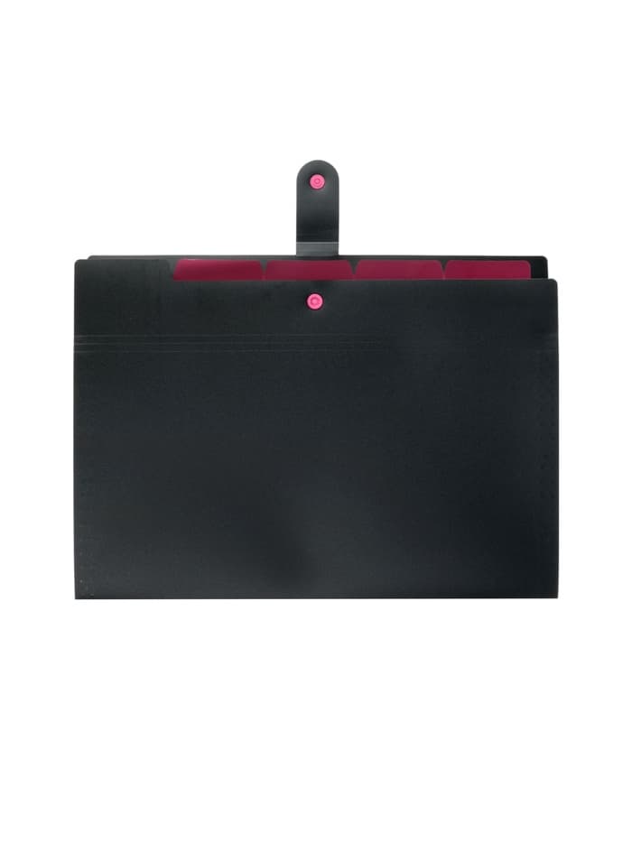 Папка А4, 5 отделений, Calligrata, 600 мкм, на кнопке, черная, матовая