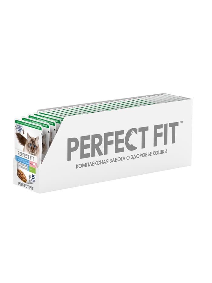 Влажный корм для кошек Perfect Fit «Красивая шерсть, здоровая кожа», 75 г, лосось, пауч