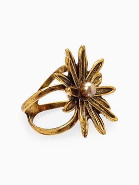 Кольцо для платка «Цветок Астра», белое в чернёном золоте