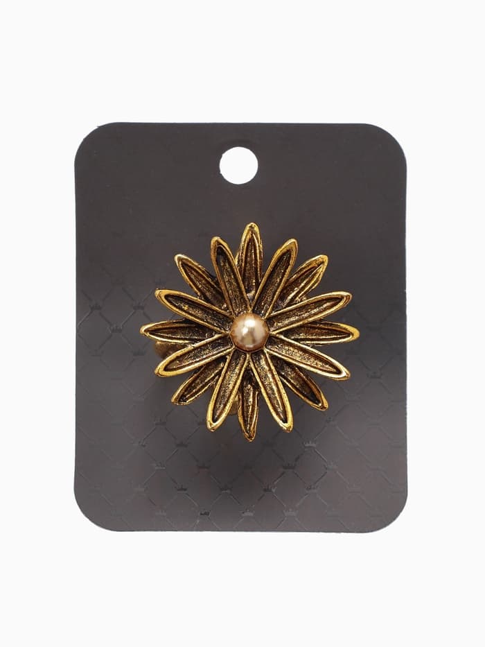 Кольцо для платка «Цветок Астра», белое в чернёном золоте