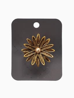 Кольцо для платка «Цветок Астра», белое в чернёном золоте