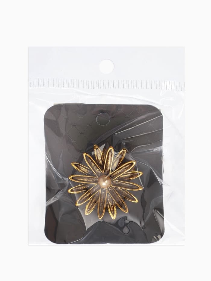Кольцо для платка «Цветок Астра», белое в чернёном золоте
