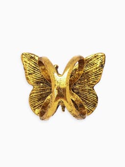 Кольцо для платка «Бабочка», белое в чернёном золоте