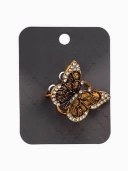 Кольцо для платка «Бабочка», белое в чернёном золоте