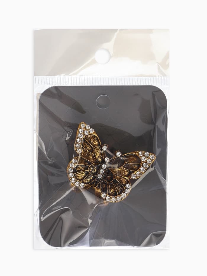 Кольцо для платка «Бабочка», белое в чернёном золоте