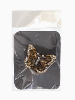 Кольцо для платка «Бабочка», белое в чернёном золоте