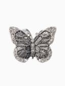 Кольцо для платка «Бабочка», белое в чернёном серебре