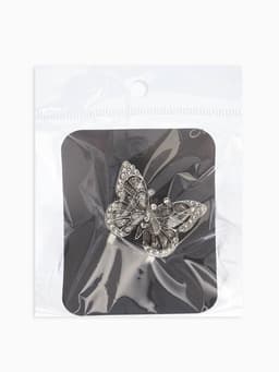 Кольцо для платка «Бабочка», белое в чернёном серебре