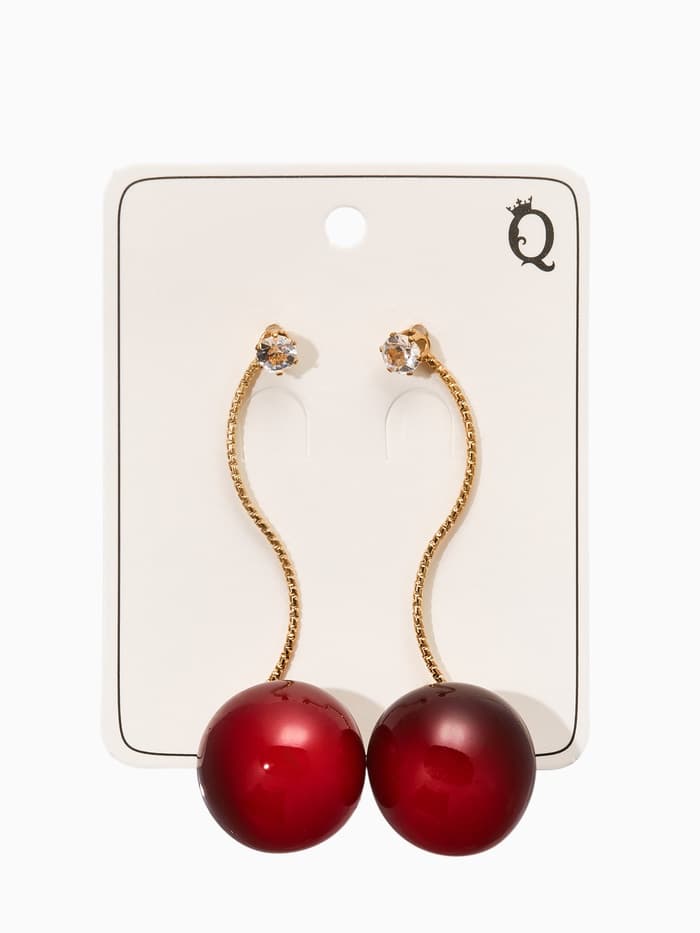 Серьги «Черешня», бордовые в золоте