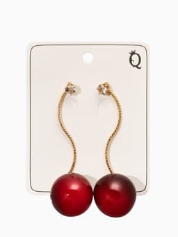 Серьги «Черешня», бордовые в золоте