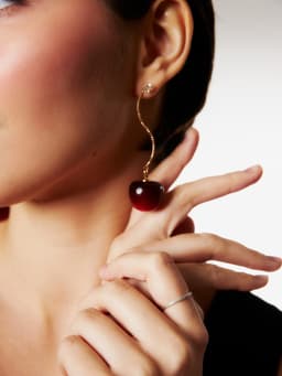 Серьги «Черешня», бордовые в золоте