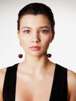 Серьги «Черешня», бордовые в золоте