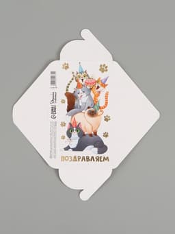 Конверт для денег «Поздравляю», коты, тиснение, 16.5×8 см