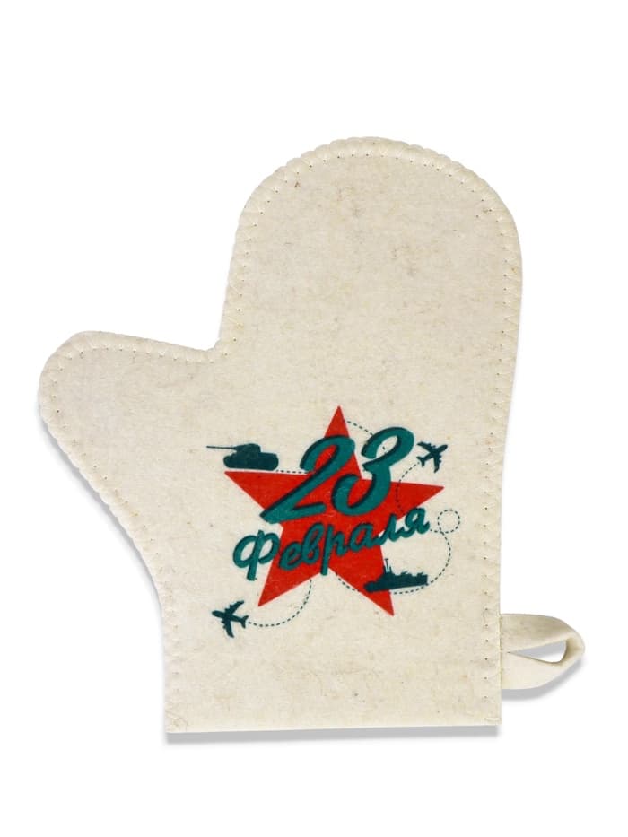 Рукавица для бани и сауны «23 февраля», полиэфир, шерсть