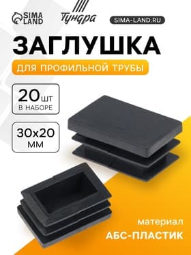 Заглушка для профильной трубы ТУНДРА, 30×20 мм, набор 20 шт.