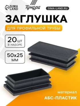 Заглушка для профильной трубы ТУНДРА, 50×25 мм, набор 20 шт.