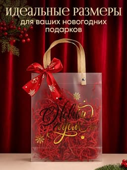 Пакет подарочный «Новый год», тиснение, с наполнителем, лентой и гирляндой, 20×8×25 см