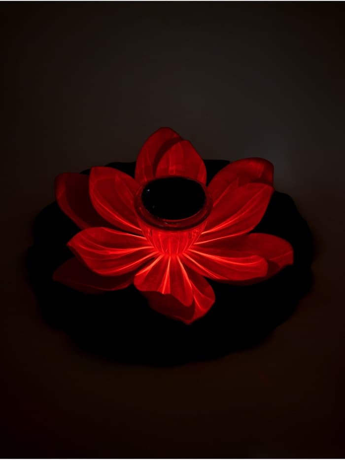 Садовая фигура - фонарь «Лотос», 28×28×9 см, для водоёмов, красная