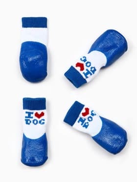 Носки «Я люблю», размер M, 4.5×6 см, с прорезиненной подошвой, синие