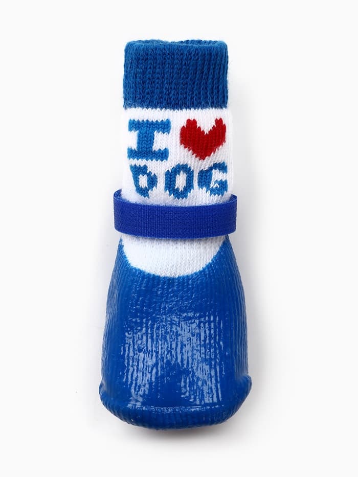 Носки «Я люблю», размер M, 4.5×6 см, с прорезиненной подошвой, синие