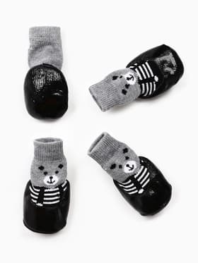 Носки «Мишки», размер L, 5×6.5 см, с прорезиненной подошвой, чёрные