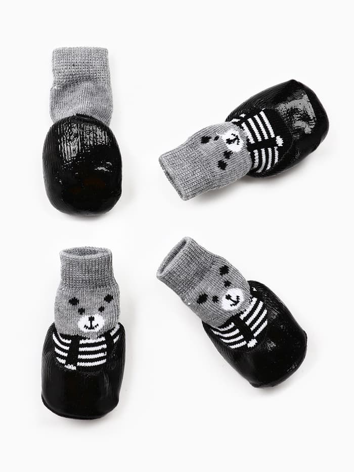 Носки «Мишки», размер L, 5×6.5 см, с прорезиненной подошвой, чёрные