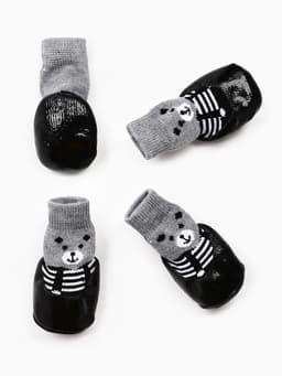 Носки «Мишки», размер L, 5×6.5 см, с прорезиненной подошвой, чёрные