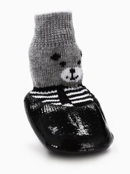 Носки «Мишки», размер L, 5×6.5 см, с прорезиненной подошвой, чёрные