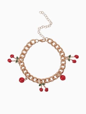 Браслет цепочка с подвесками «Вишневый рай. Маленькая вишня», L=17 см, красный в золоте