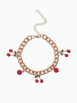 Браслет цепочка с подвесками «Вишневый рай. Маленькая вишня», L=17 см, красный в золоте