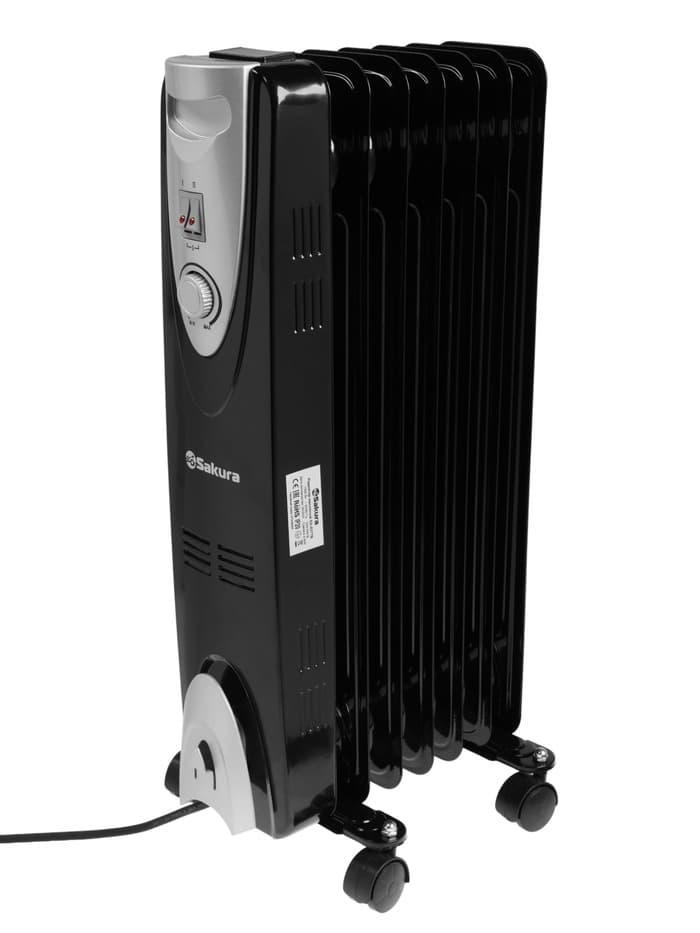 Обогреватель масляный Sakura SA-0377B, 1500 Вт, до 15 м², 7 секций, механический, 3 режима