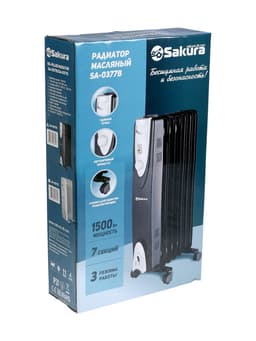 Обогреватель масляный Sakura SA-0377B, 1500 Вт, до 15 м², 7 секций, механический, 3 режима